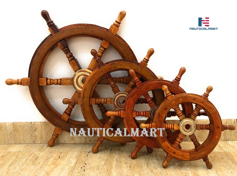 NauticalMart Sailors Special Wooden Ship Wheel, 15" Classic Ship's Steering Wheel Sailing Home Wall Mounting Decoration Accents Nautical Collectibles - Image 4